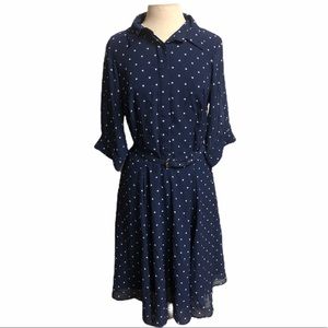 EShakti navy blue polka dot dress